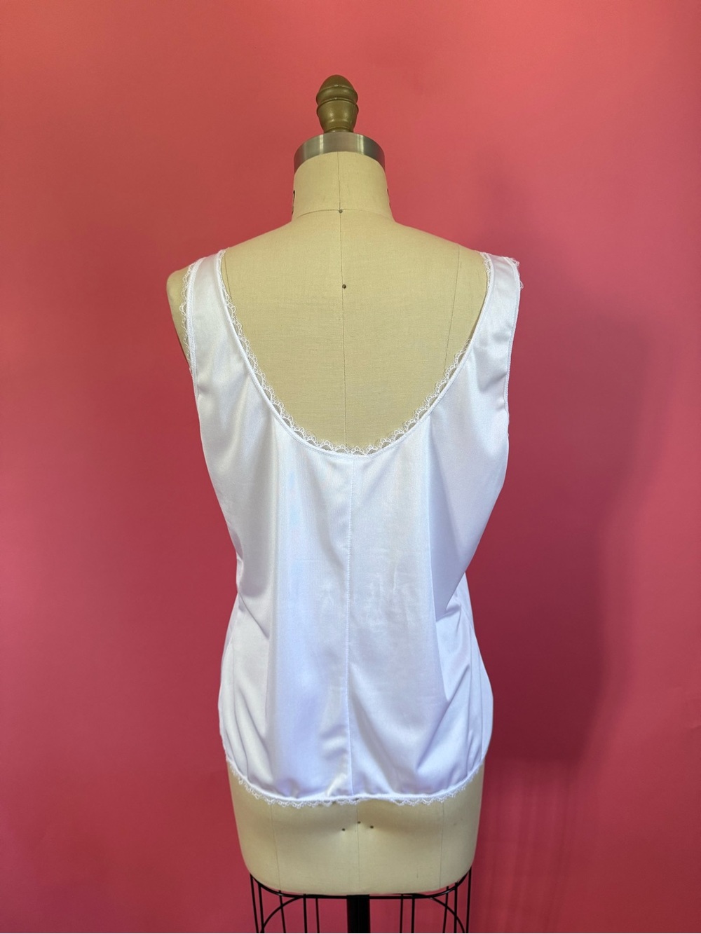 Vintage 90s/Y2K Romantic Coquette BalletCore Lace Adorned Slip Tank L - Picture 5 of 8